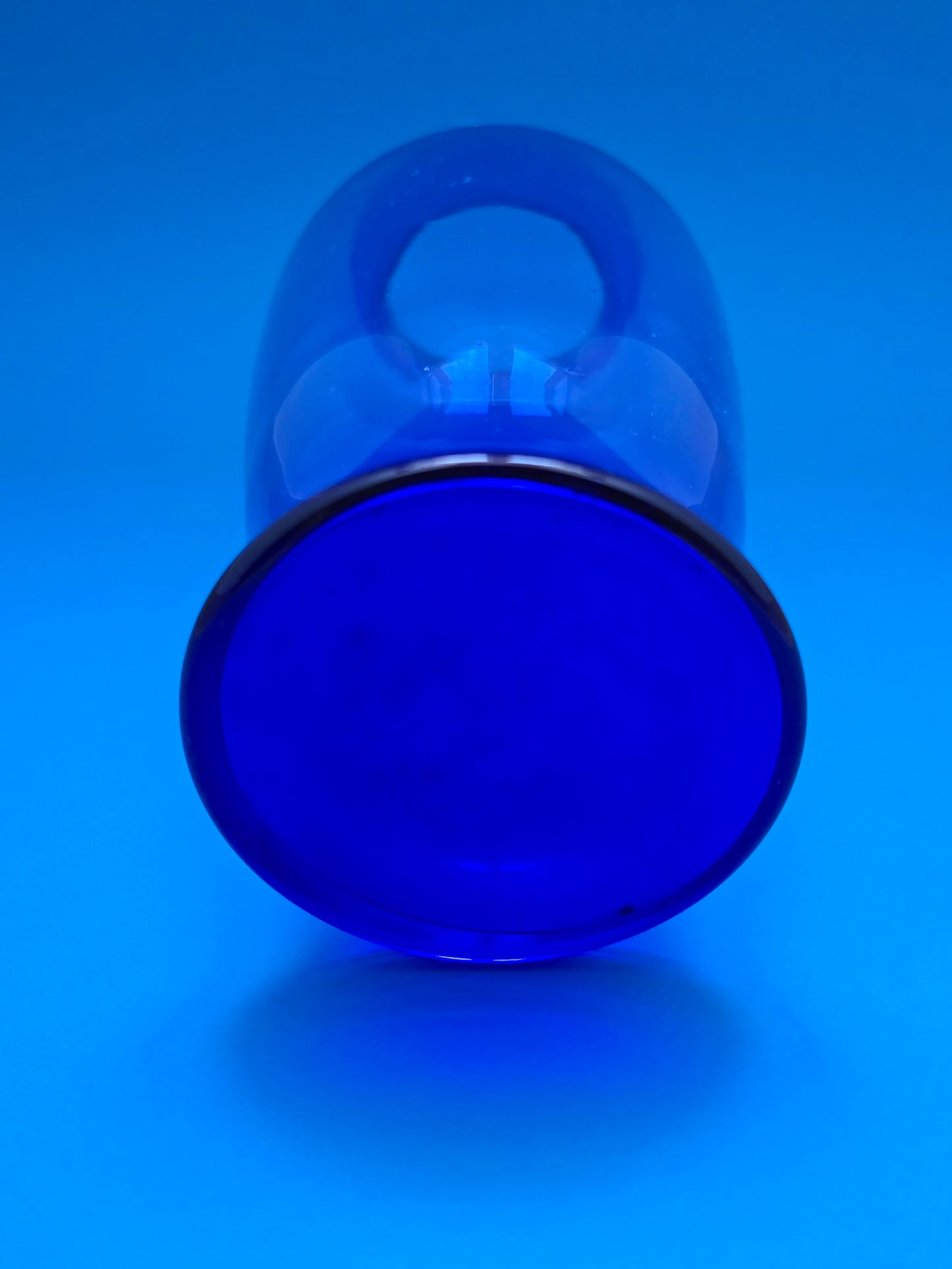 Vintage Scandinavian Cobalt Blue Mouth-Blown Glass Vase - 1970s