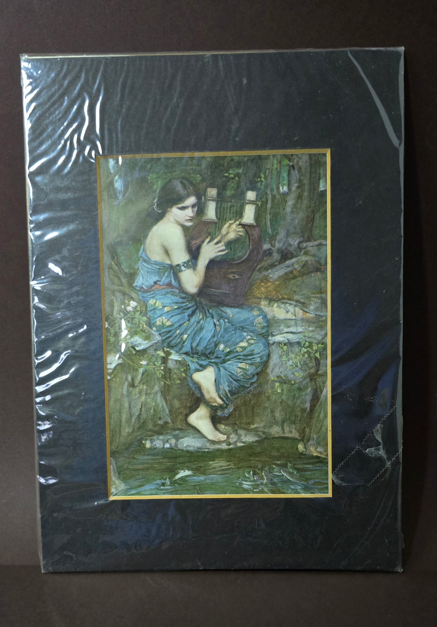 Vintage Print Woman with Harp