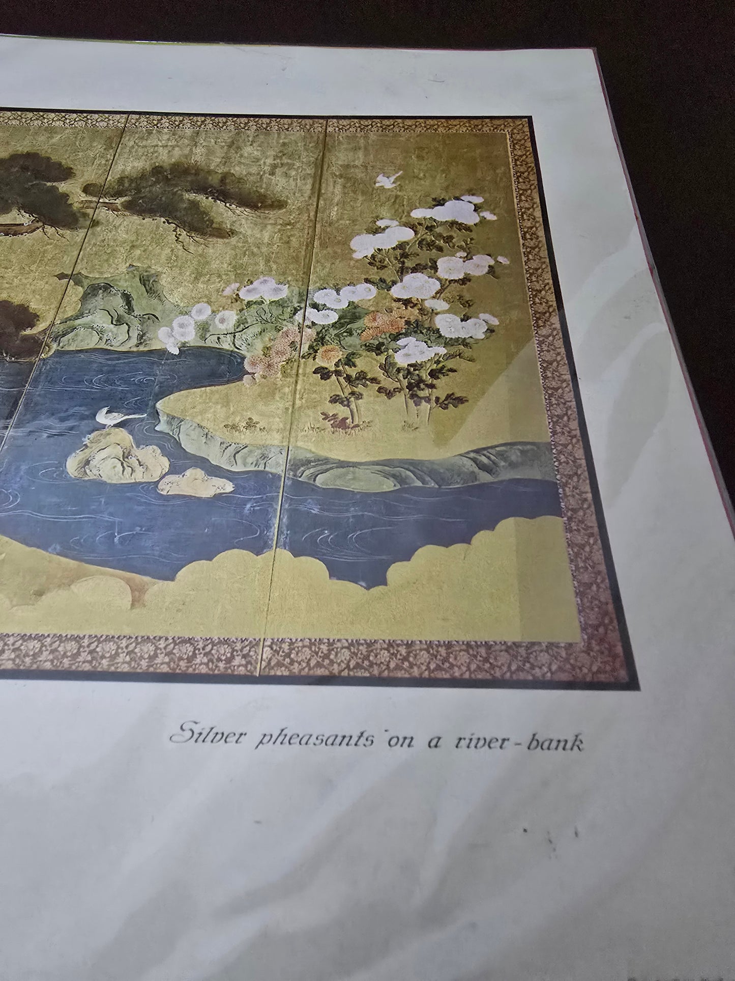 Vintage Japanese Scenery Print with Gold Leaf