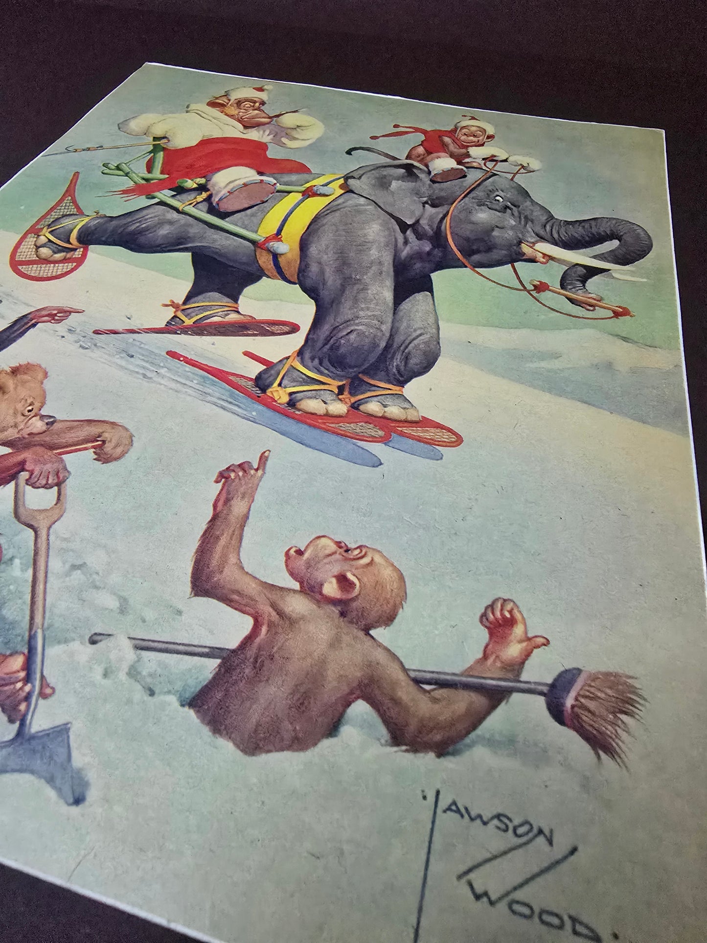 Vintage Reproduction Print Lawson Wood Monkeys in Snow
