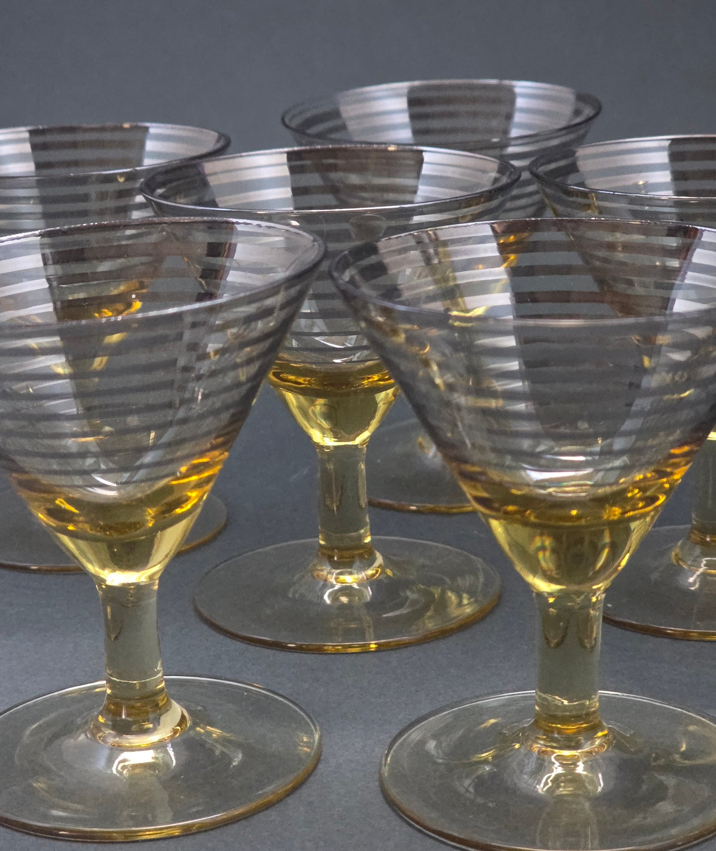1930s Art Deco Bohemian Crystal Cocktail Set with Yellow Accents