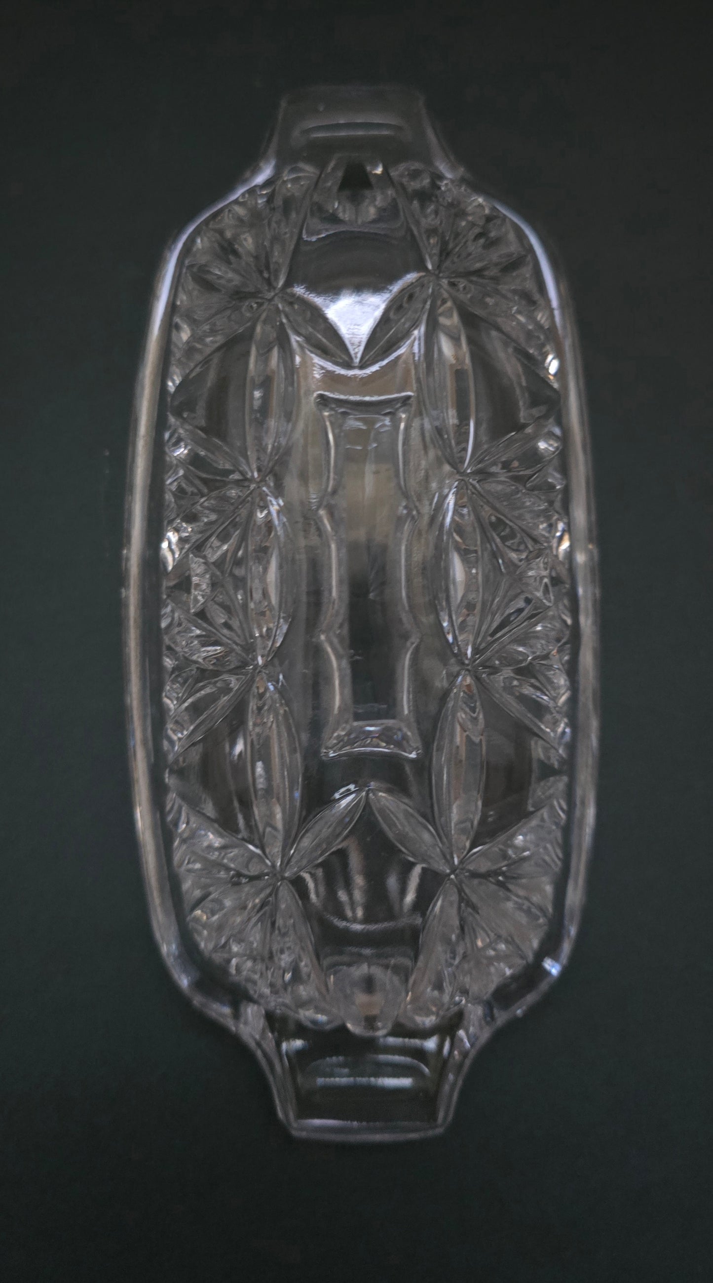 1940s American Pressed Cut Crystal Butter Dish with Lid - Starburst Pattern