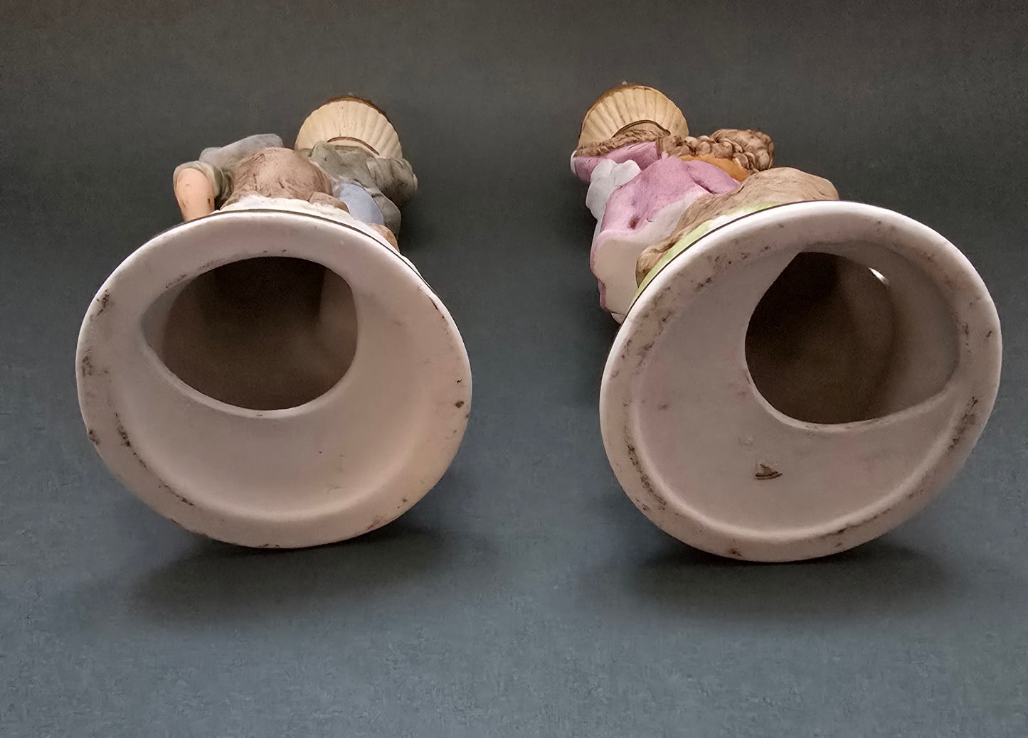 Vintage Italian Porcelain Figural Candle Holders - Rococo Couple 1950s