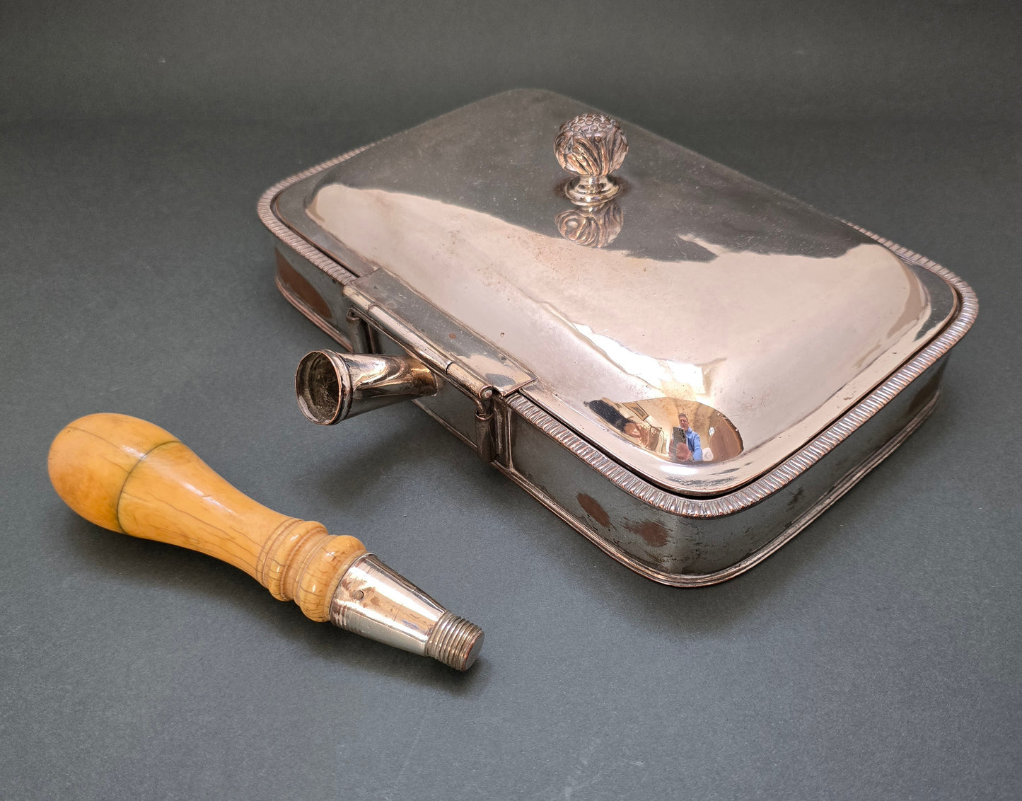 Victorian Silver Plated Welsh Rarebit Server with Ivorine Handle (1890)