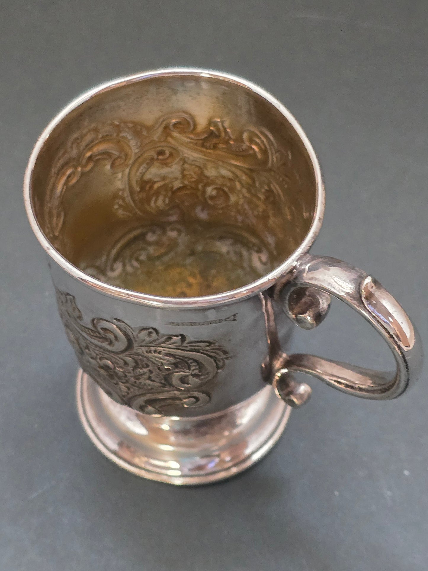 Spanish Silver Plated Christening Mug by Electro Potosi - Ornate Rococo Revival (circa 1920s-1940s)