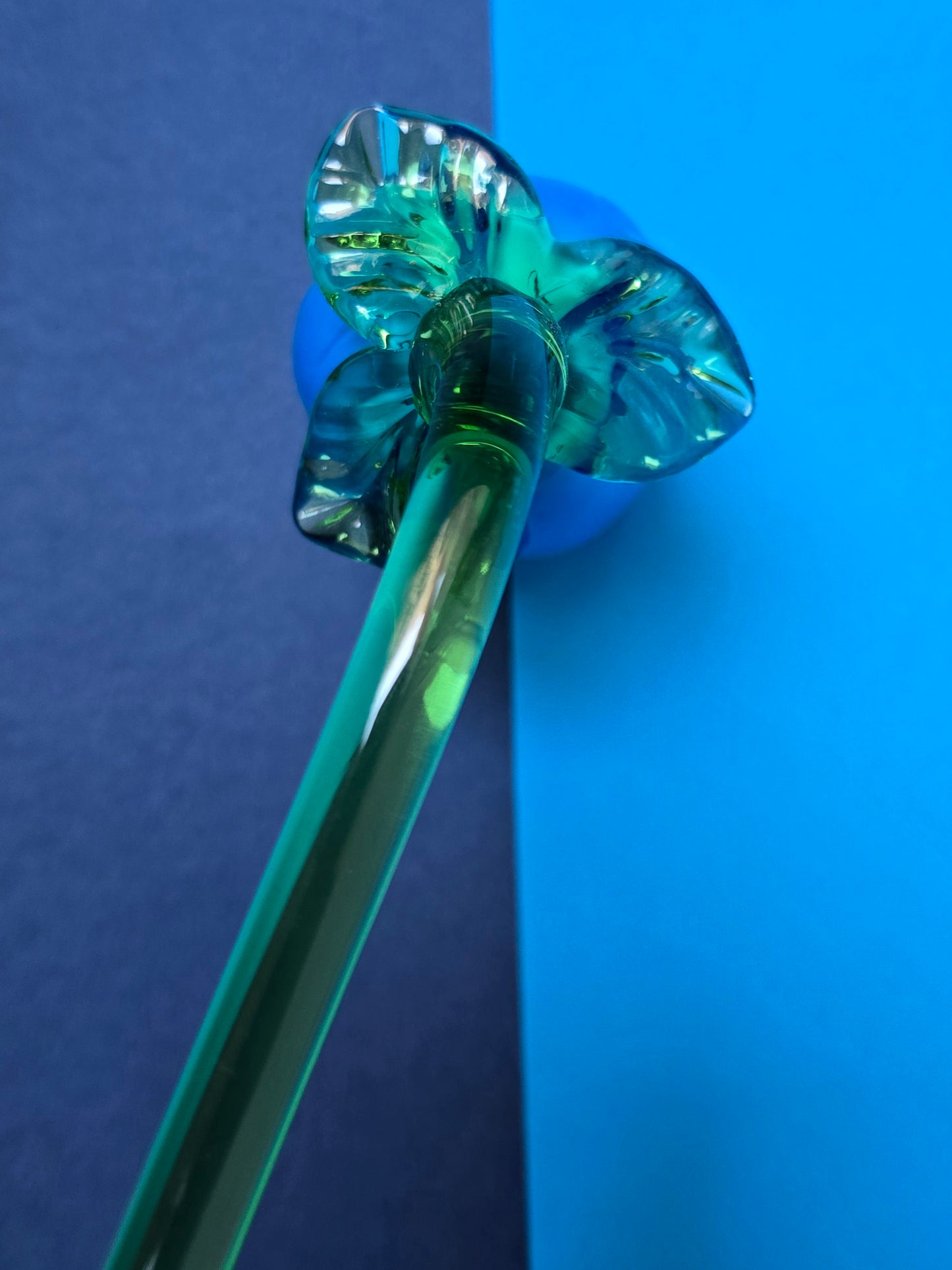 Mdina Glass Blue Tulip – Mouth-Blown Art Glass Flower, 1970s Malta