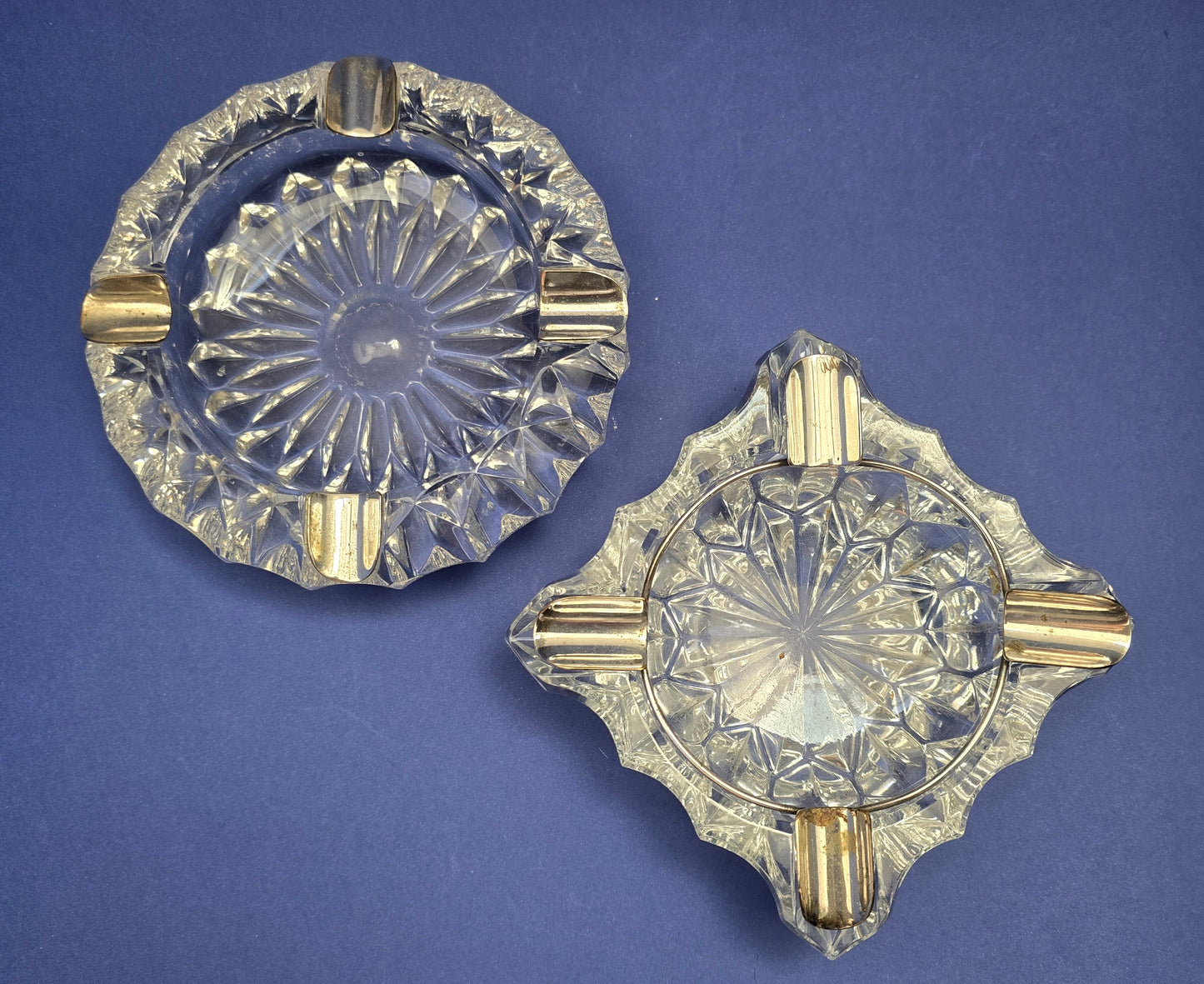 Art Deco Crystal Ashtray with Sterling Silver Holder, c. 1930