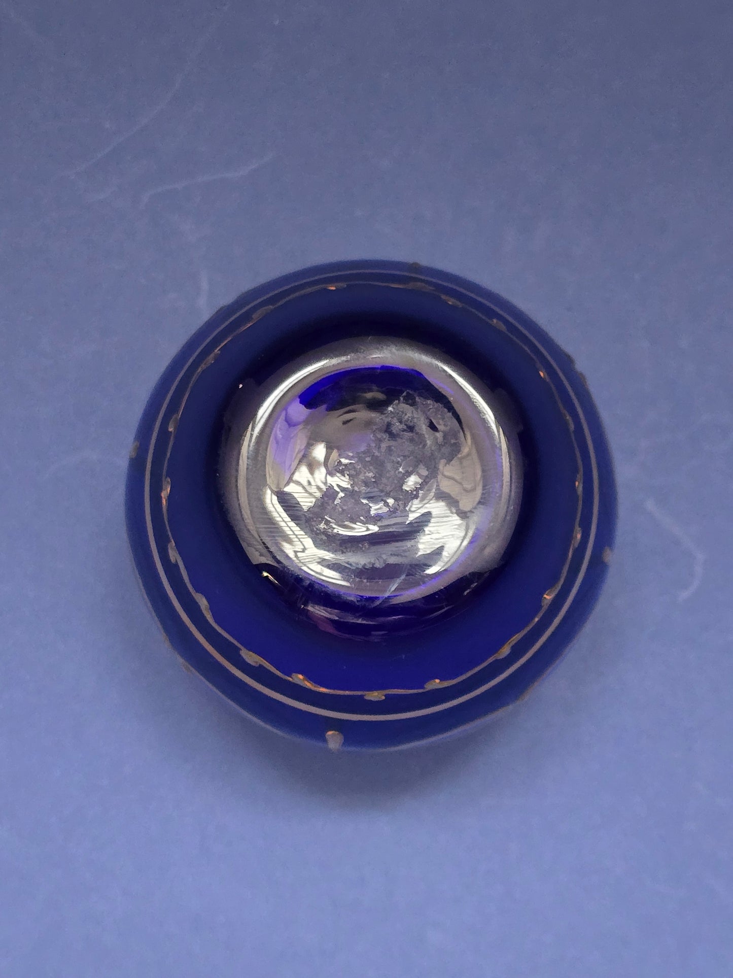 Bohemian Cobalt Blue Glass Vase with Gold Decoration, c. 1930
