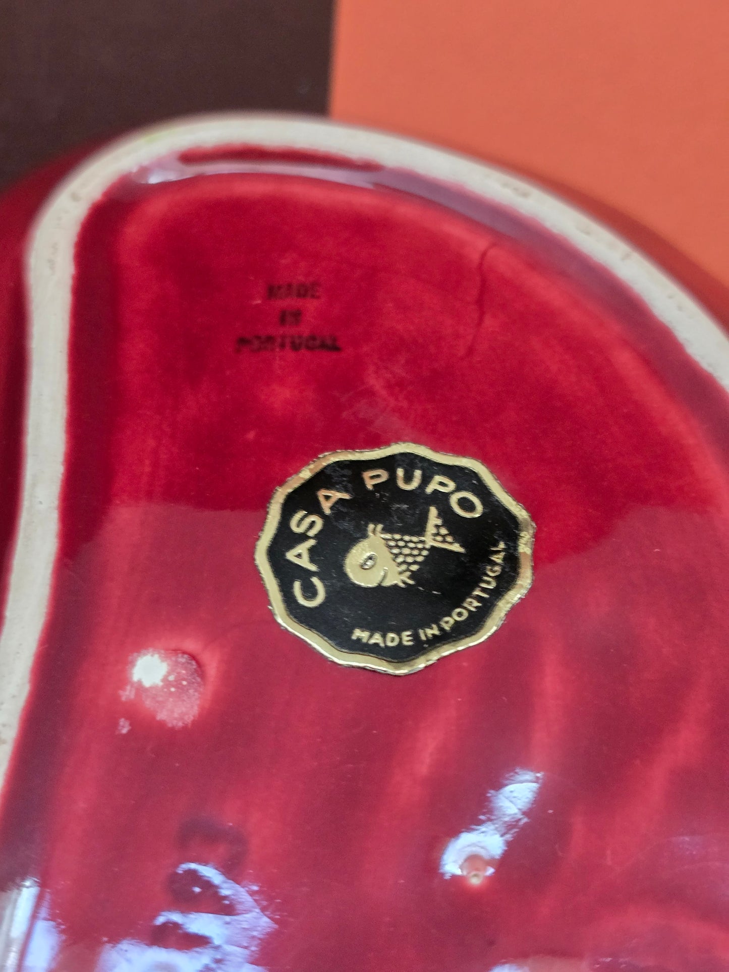 Casa Pupo Vintage Red Cabbage Leaf Kidney Dish – Portugal, 1970s