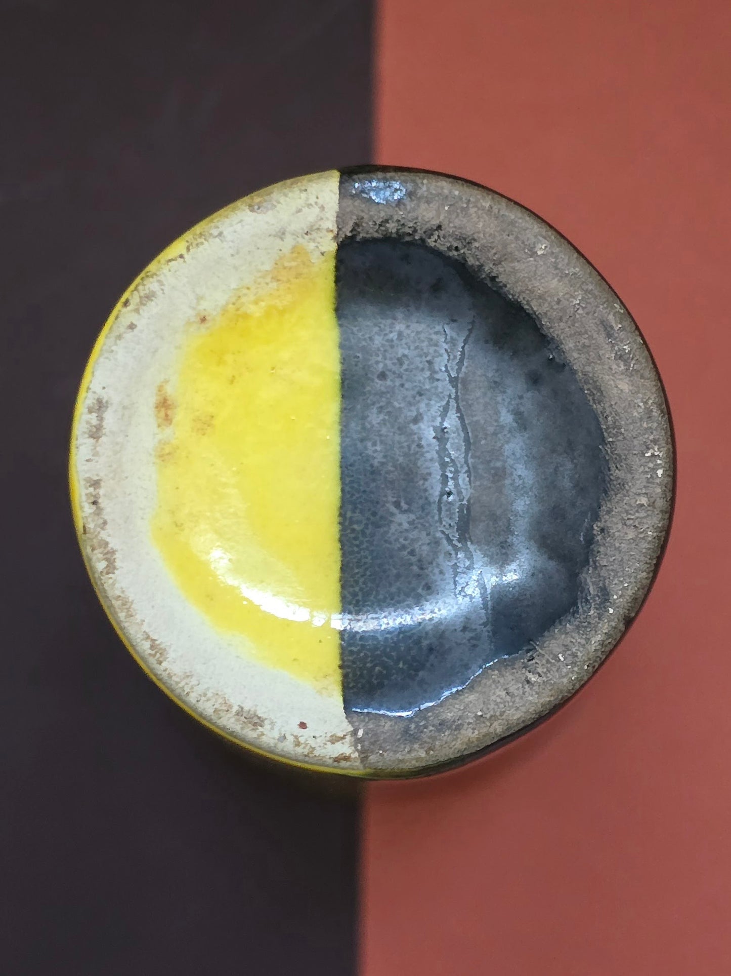 Mid-Century Bi-Colour Vase – Yellow & Black, c.1950