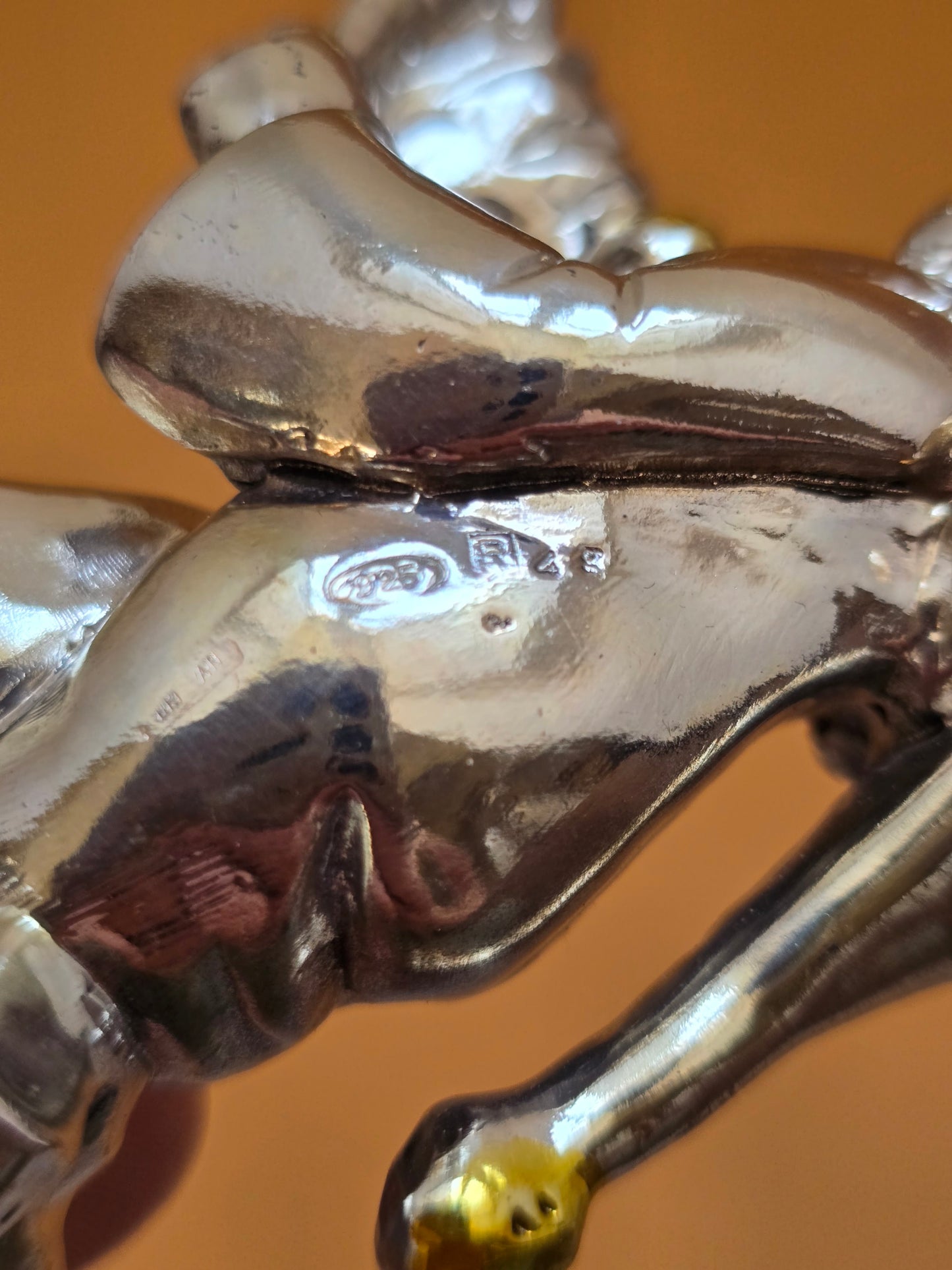 Italian Silver over Resin Harlequin Jester Figurine — 925 Silver, 1980s