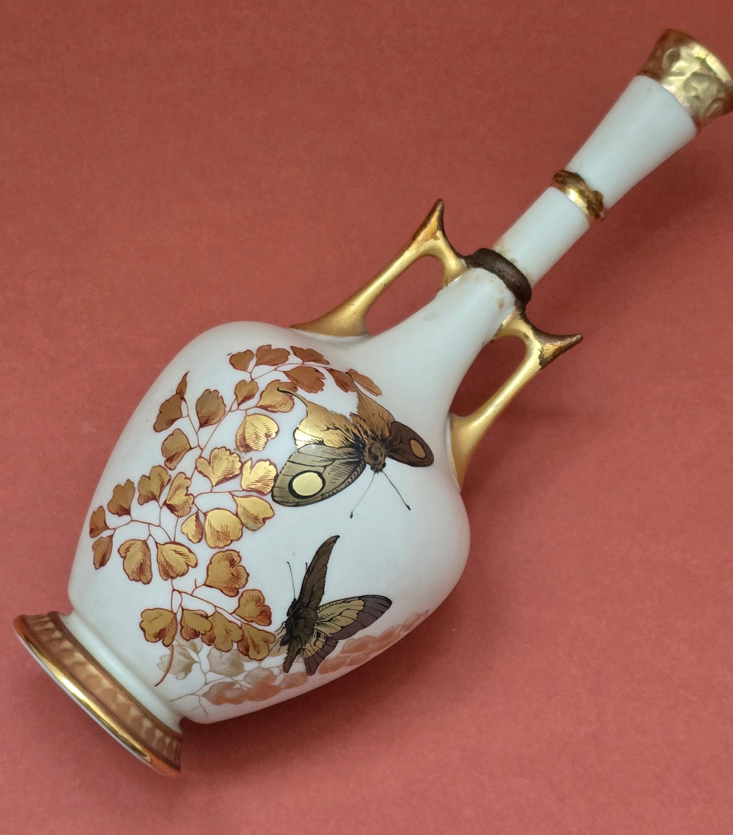 Royal Worcester Blush Ivory Butterfly Vase – circa 1900