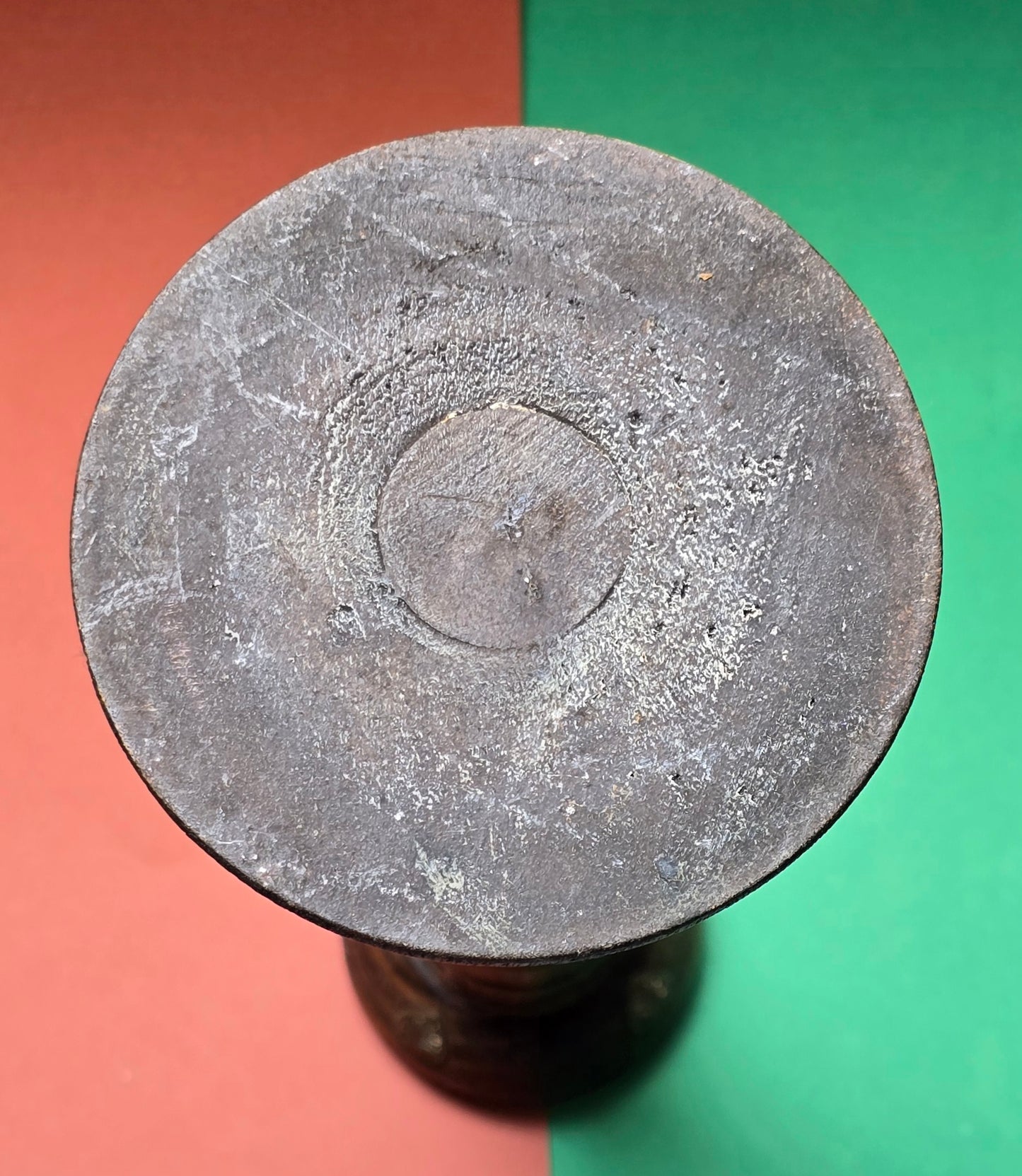 Indian Dark Wood Candlestick with Brass Fittings – Rajasthan, c.1880–1920