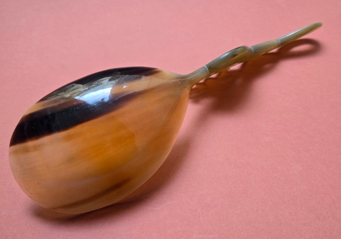 Indonesian Hand-Carved Horn Rice Spoon with Dragon Handle, c.1950s