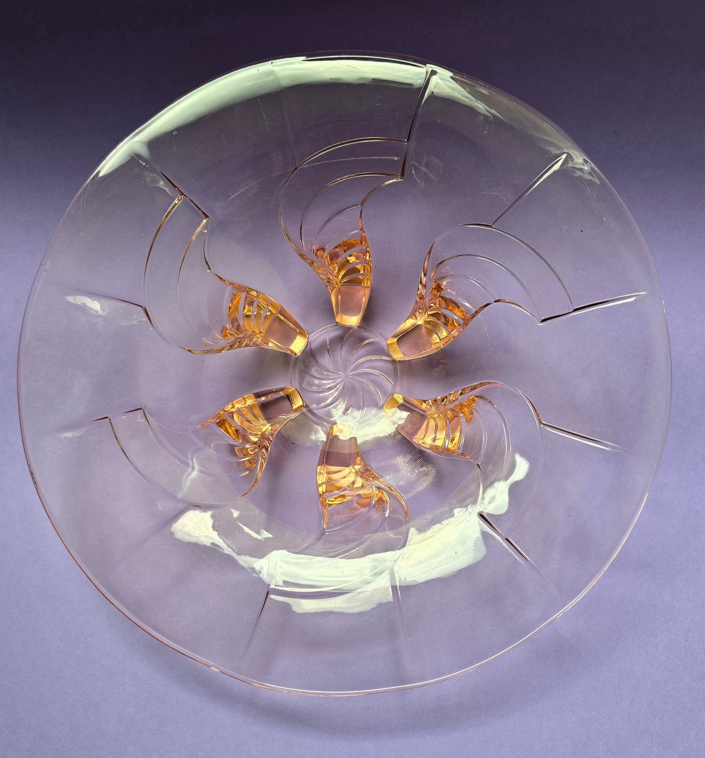 Bohemian Art Deco Rosaline Glass Footed Bowl – Hand-Finished, c.1920s