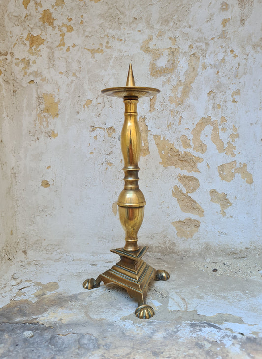 Solid brass church candlestick 1870 Netherlands