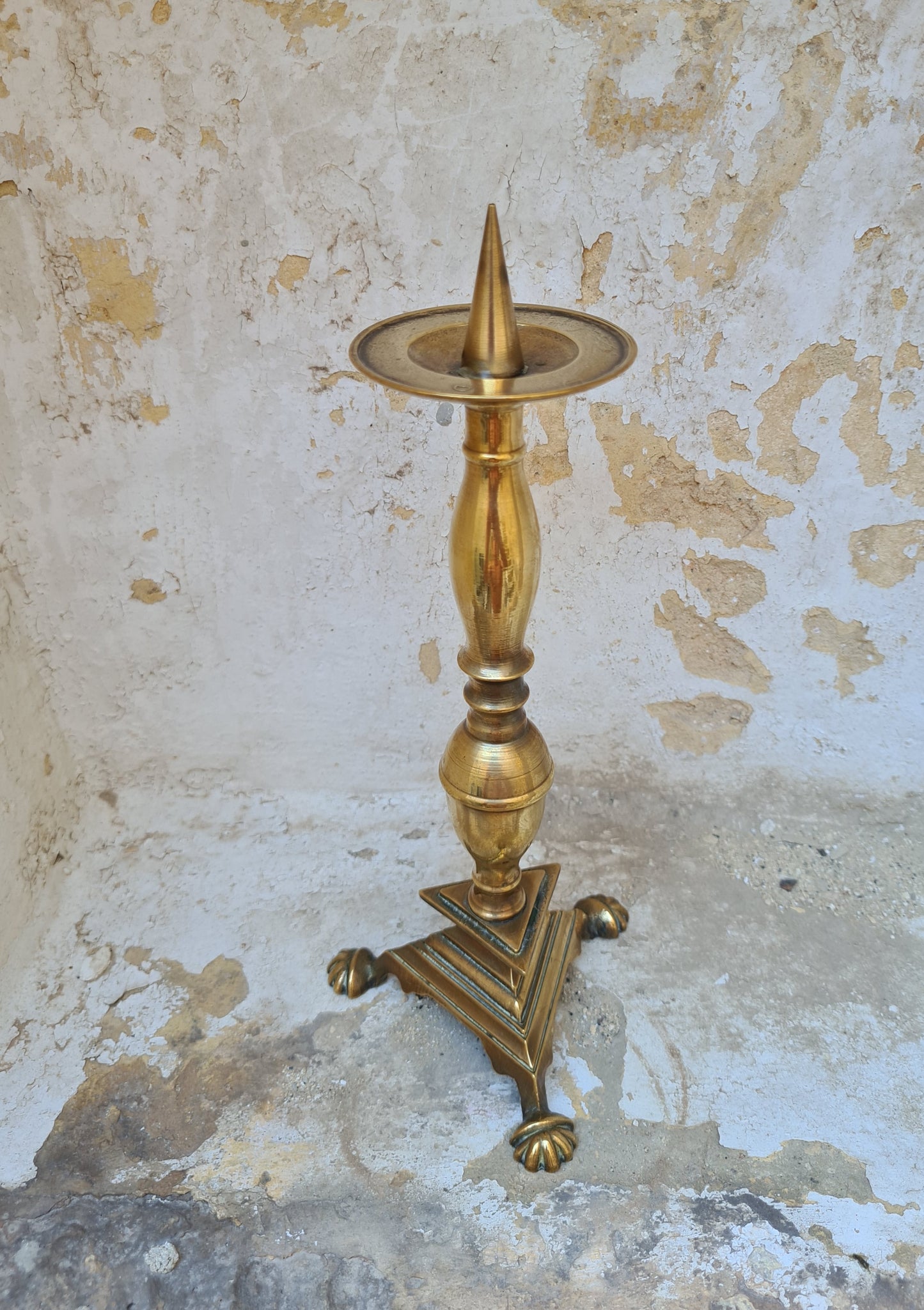 Solid brass church candlestick 1870 Netherlands