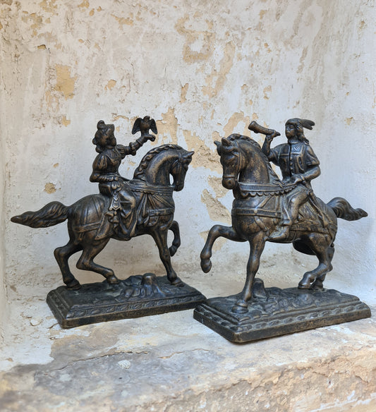 Set of 2 bronze horses with Jacoba van Beieren bookends