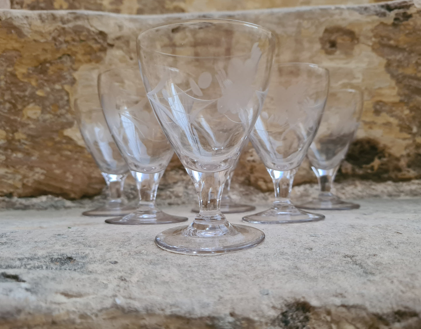 Antique Dutch Wine Glasses Set of 6 - 1930s Netherlands
