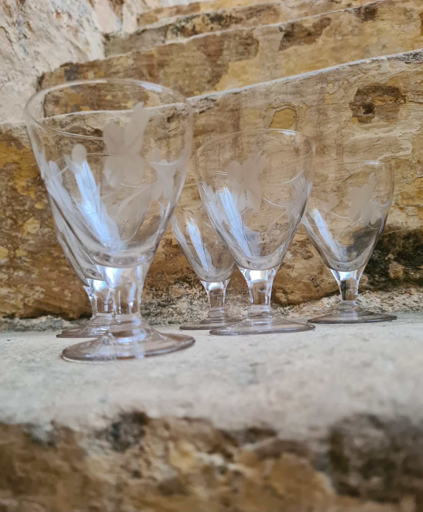 Antique Dutch Wine Glasses Set of 6 - 1930s Netherlands