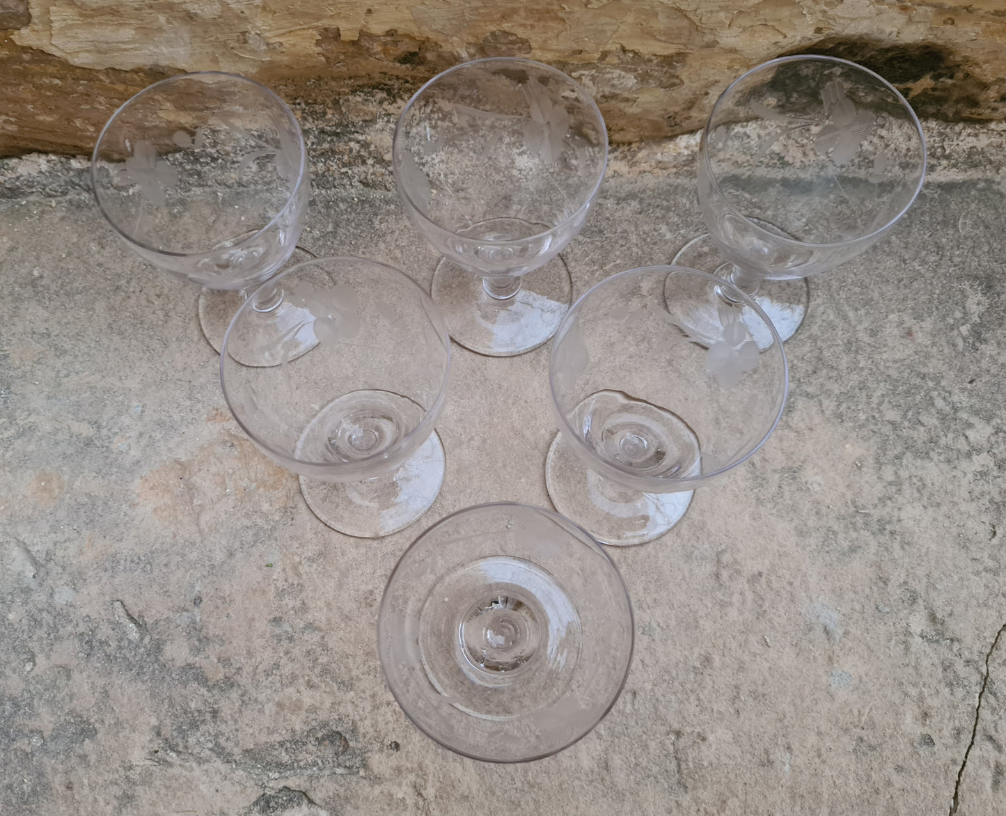 Antique Dutch Wine Glasses Set of 6 - 1930s Netherlands