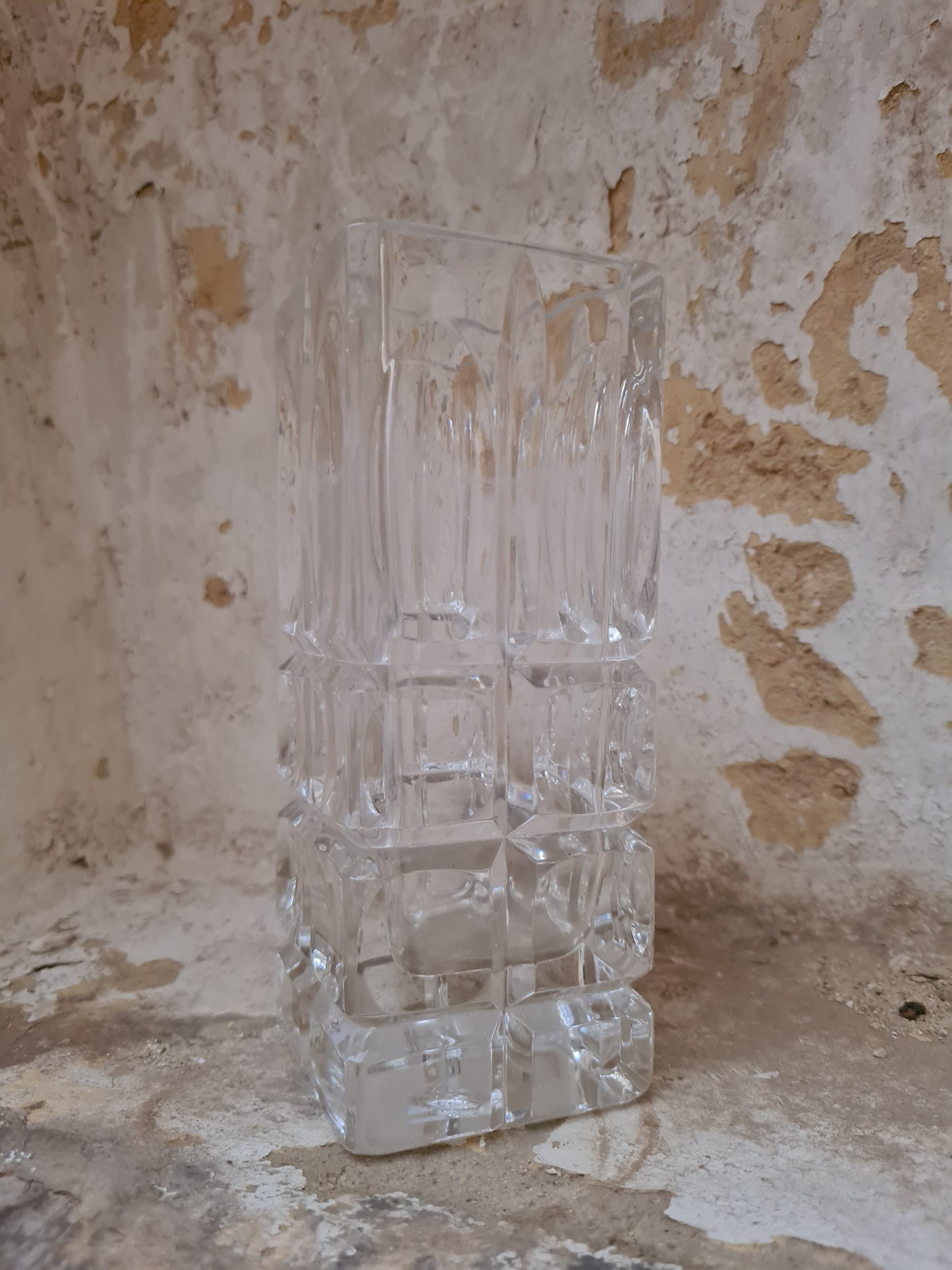 Beyer & Co. Crystal Square Vase - 1970s Germany