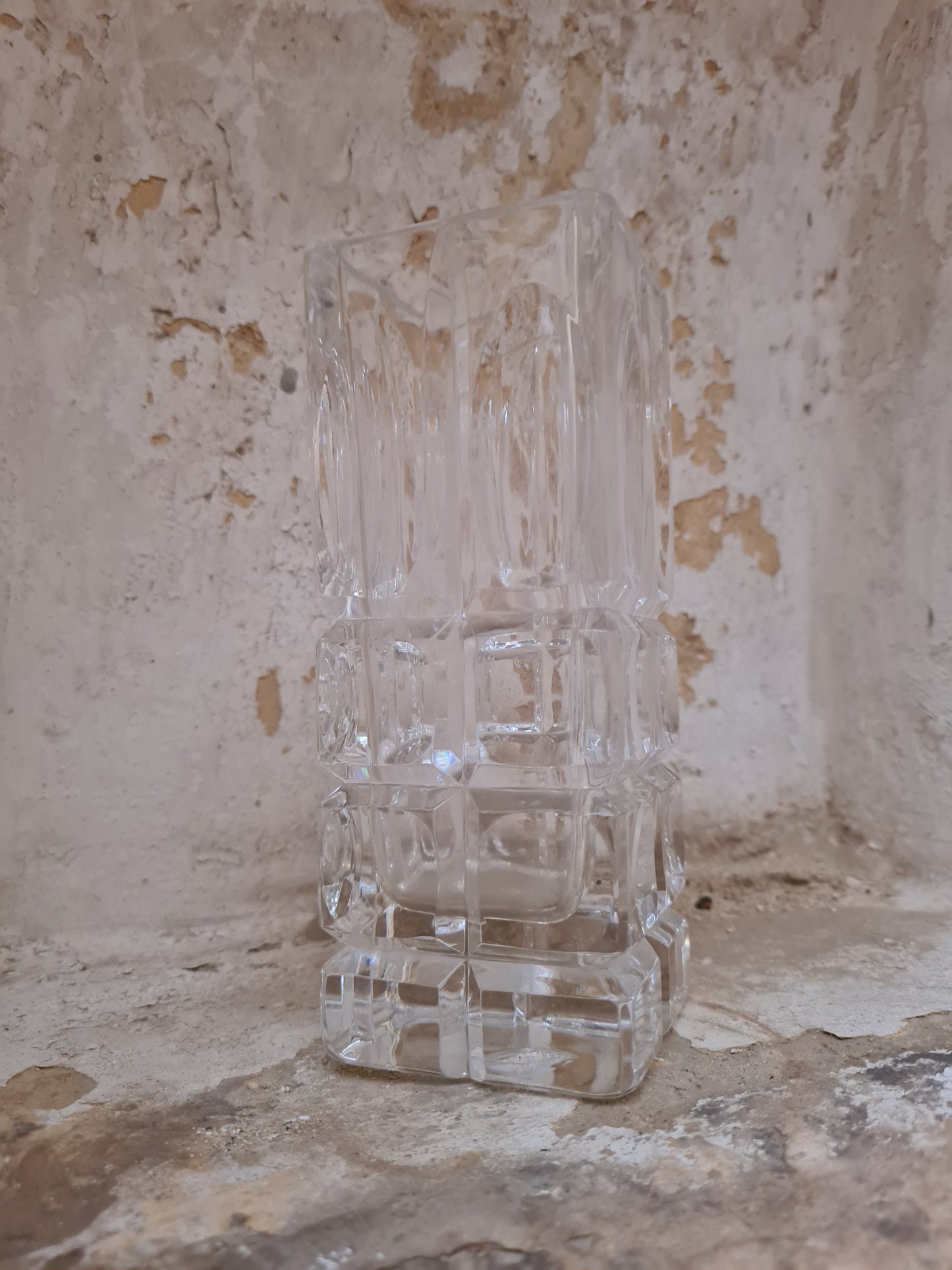 Beyer & Co. Crystal Square Vase - 1970s Germany