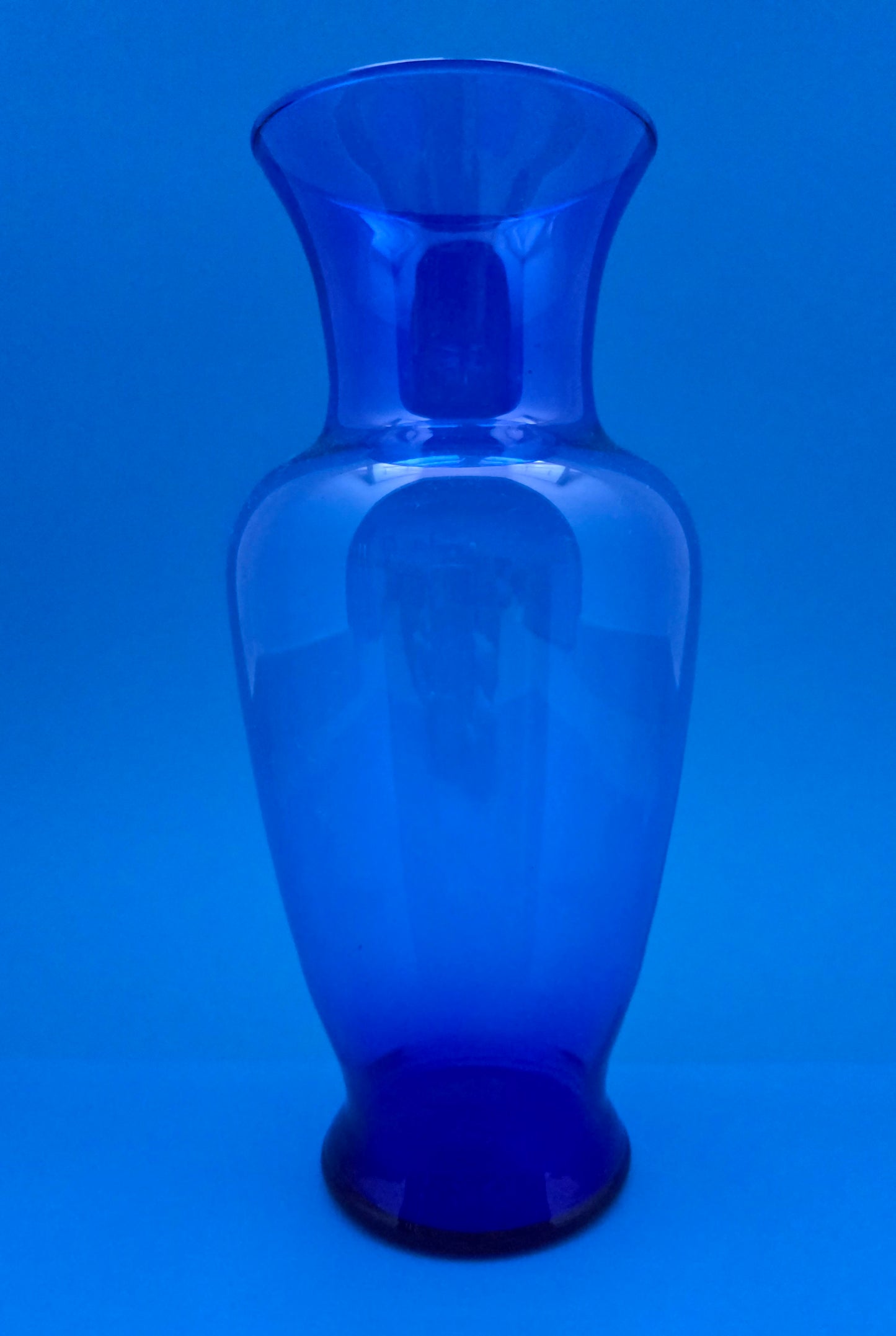 Vintage Scandinavian Cobalt Blue Mouth-Blown Glass Vase - 1970s