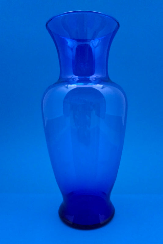 Vintage Scandinavian Cobalt Blue Mouth-Blown Glass Vase - 1970s
