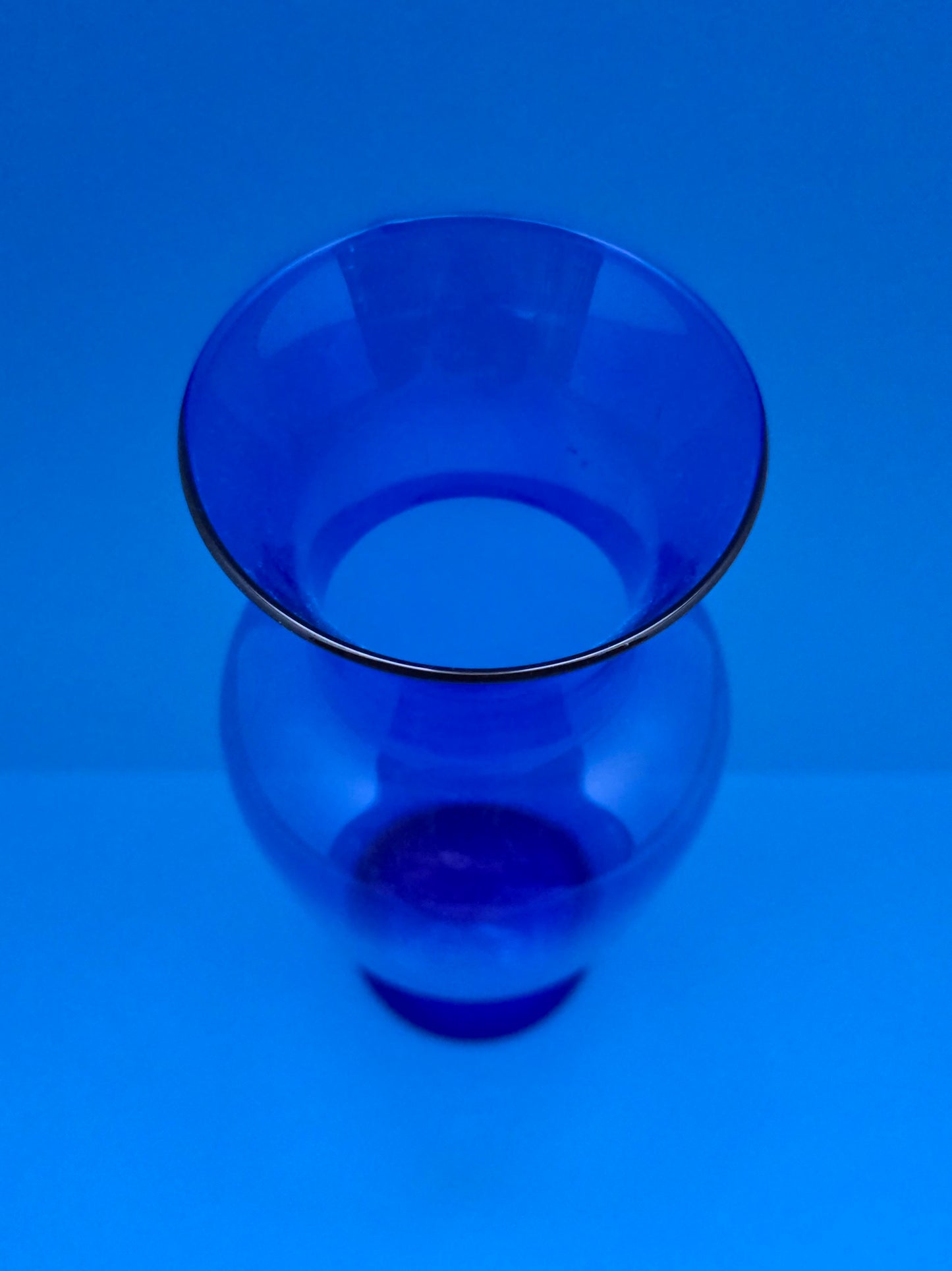 Vintage Scandinavian Cobalt Blue Mouth-Blown Glass Vase - 1970s