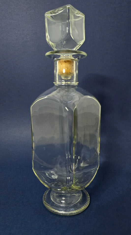 Vintage Square Glass Decanter with Cork Stopper - 1970s