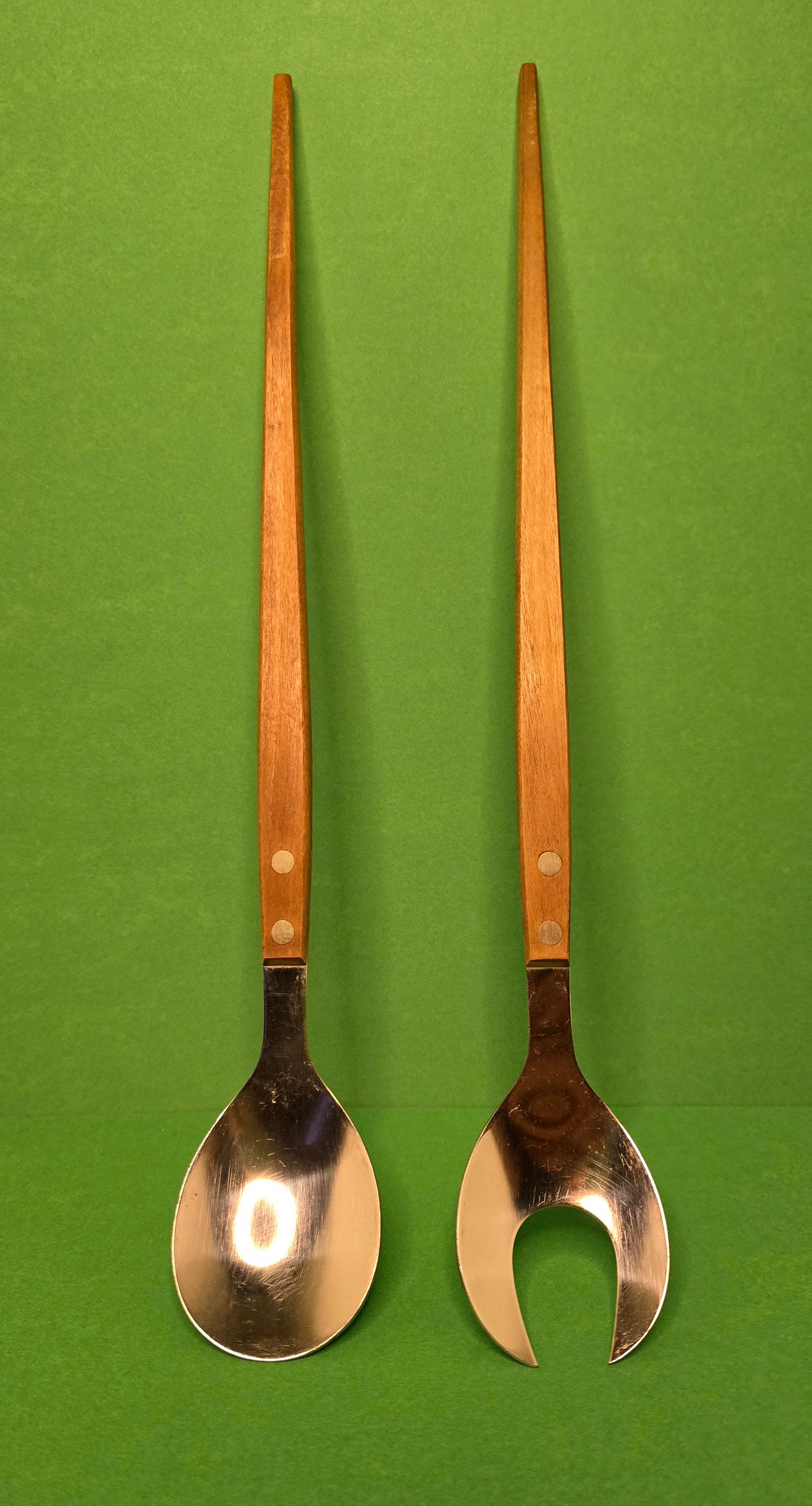 Vintage German Salad Servers with Wooden Handles - 1960s