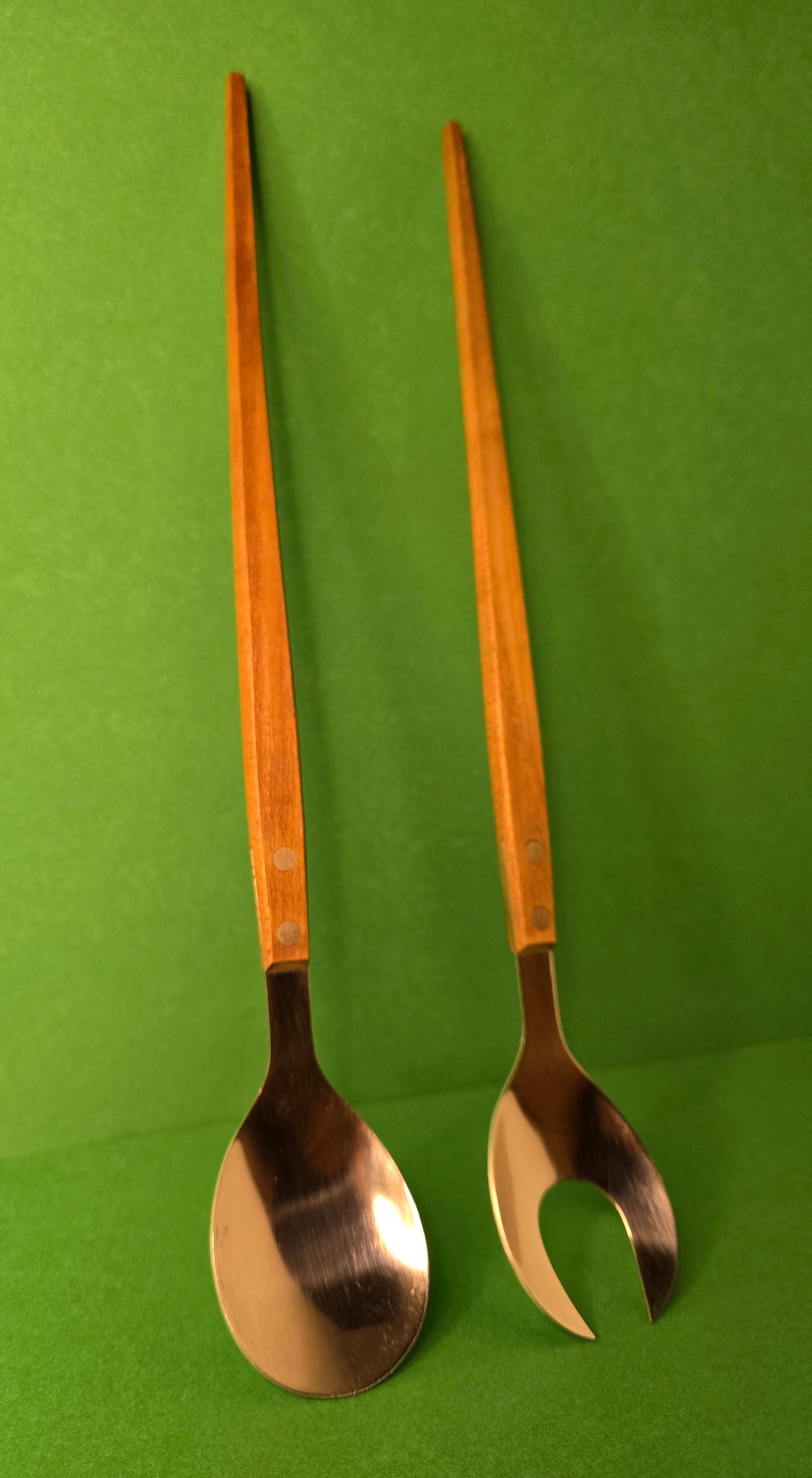 Vintage German Salad Servers with Wooden Handles - 1960s