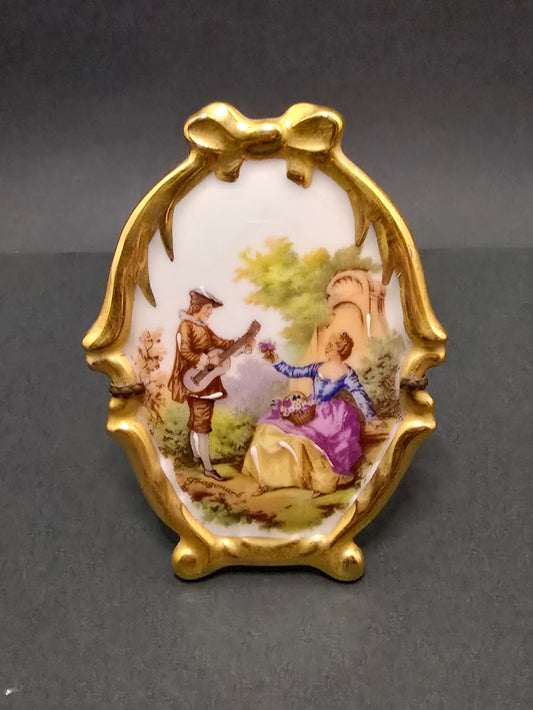Limoges Porcelain Plate with Real Gold Leaf - 1950s France