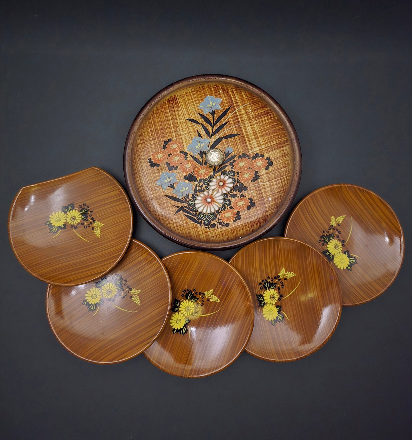 Vintage Japanese Lacquer Box with Coasters
