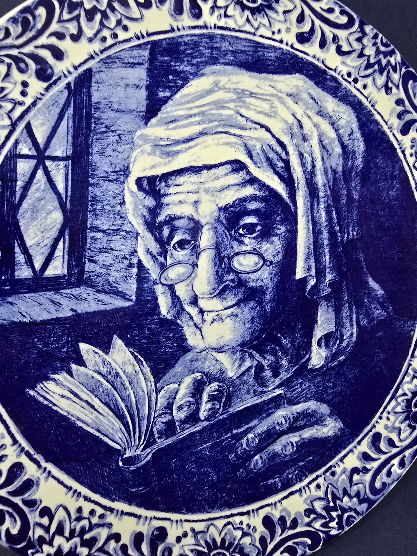 Delft Blue Plate with Fisherwoman by Boch | 1950s