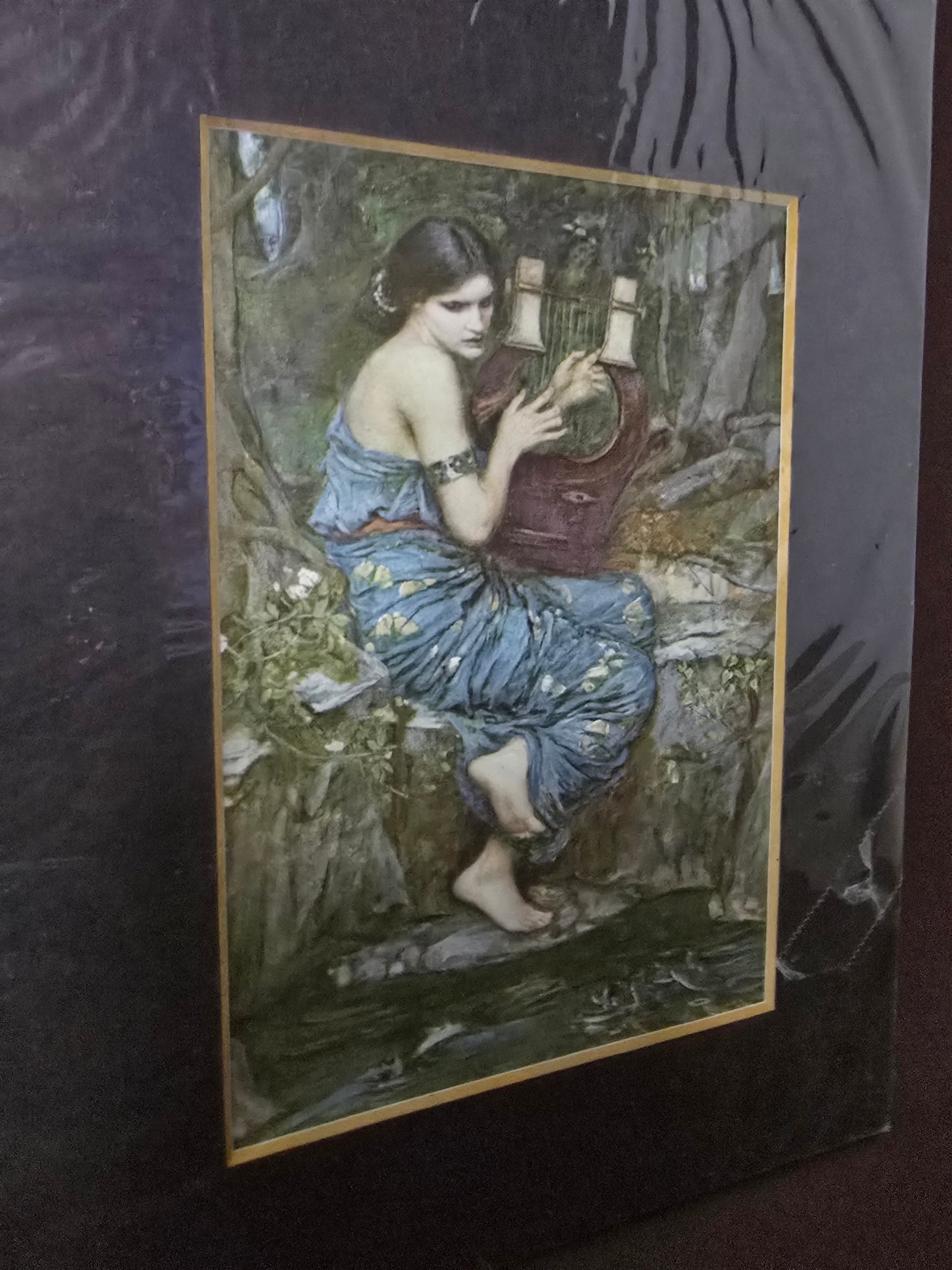 Vintage Print Woman with Harp