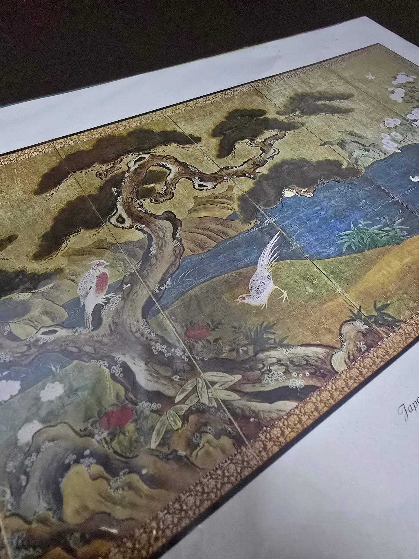 Vintage Japanese Scenery Print with Gold Leaf