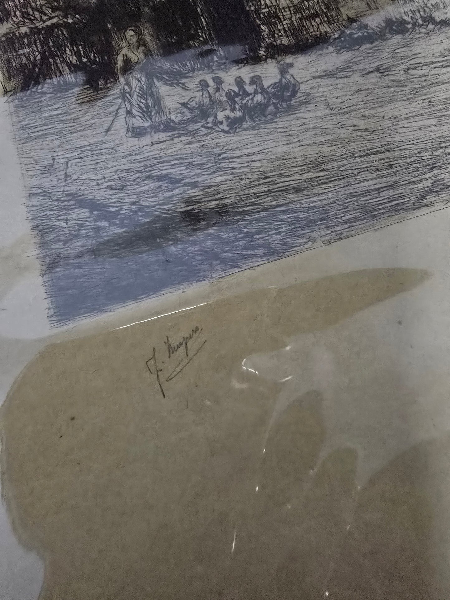 Signed Antique French Lithograph | 1900