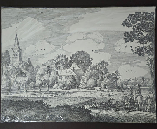 Vintage Print 'April' Dutch Landscape | 1920 Reproduction of 18th Century Drawing