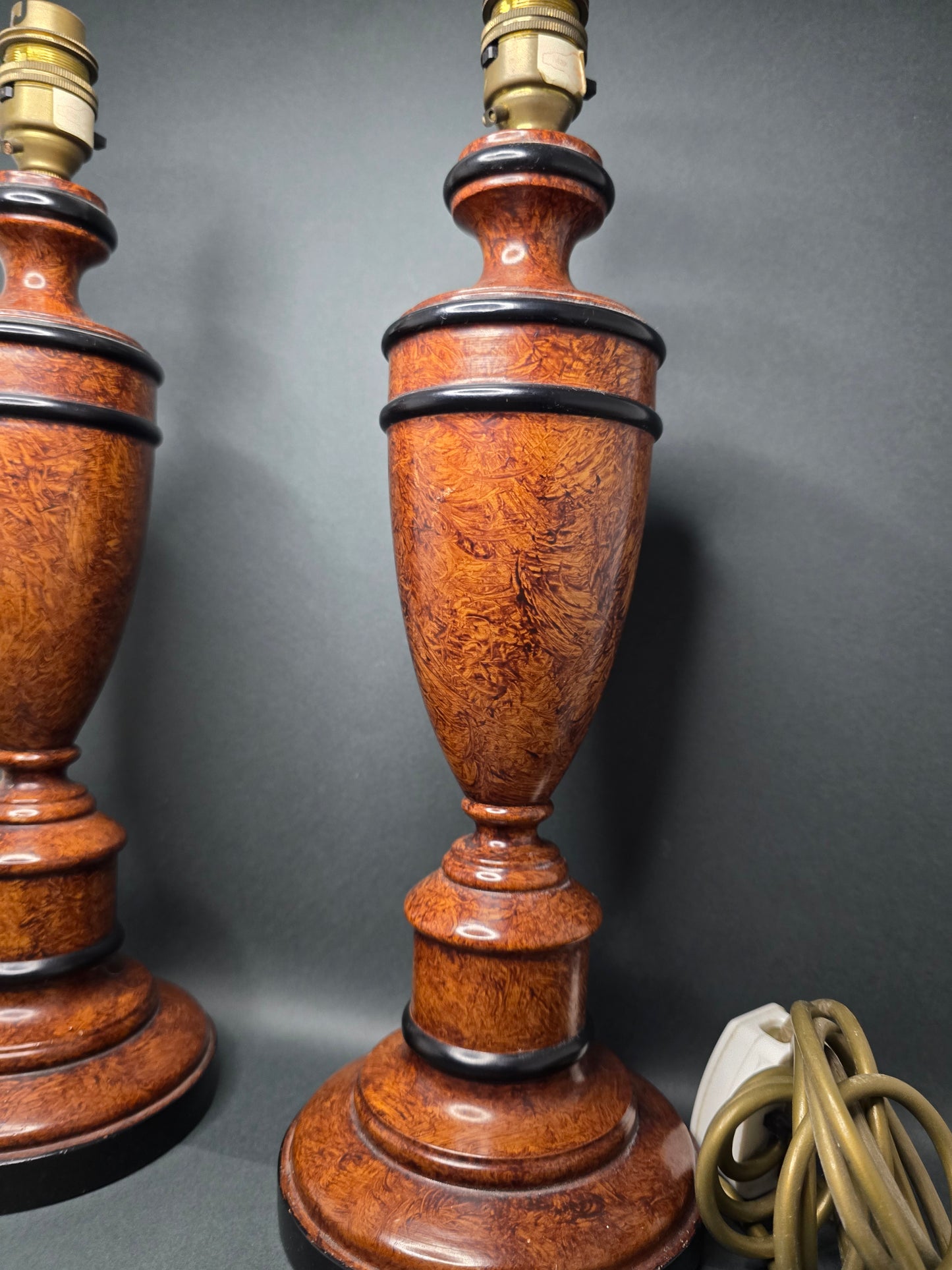 Mega Elegant Edwardian Wooden Lamp Bases - Pair circa 1910