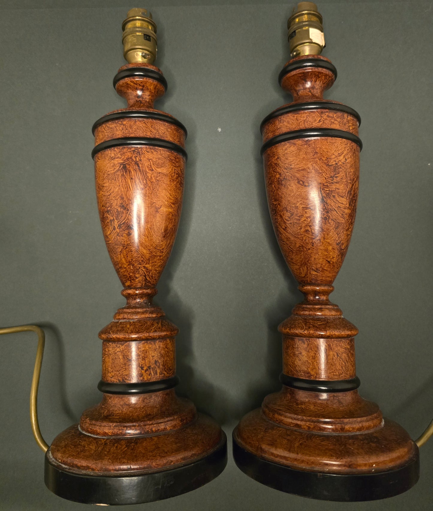 Mega Elegant Edwardian Wooden Lamp Bases - Pair circa 1910