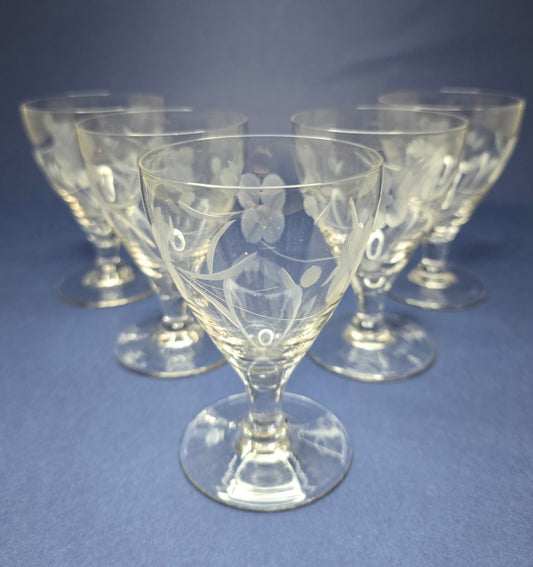Antique Dutch Wine Glasses Set of 6 - 1930s Netherlands