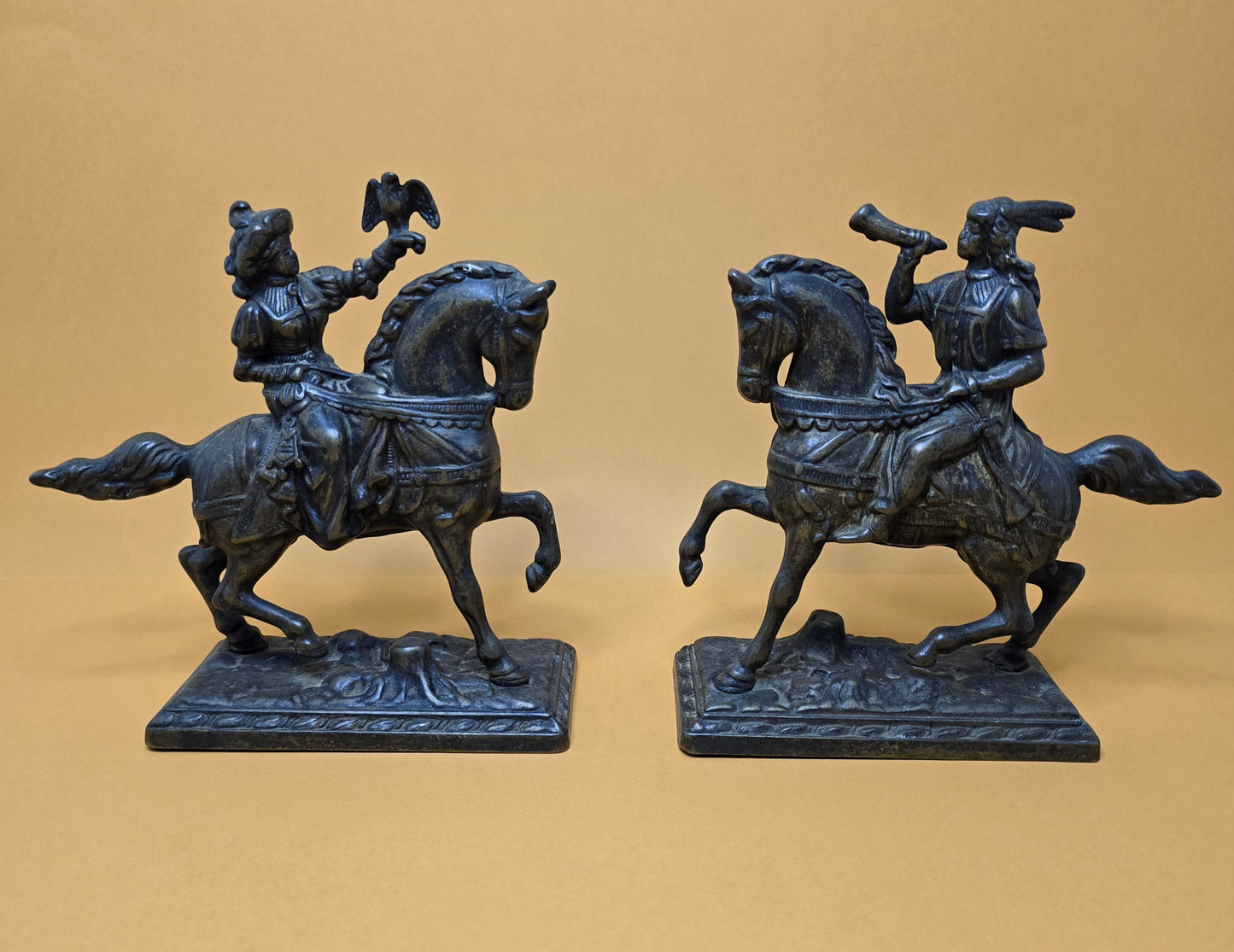 Set of 2 bronze horses with Jacoba van Beieren bookends