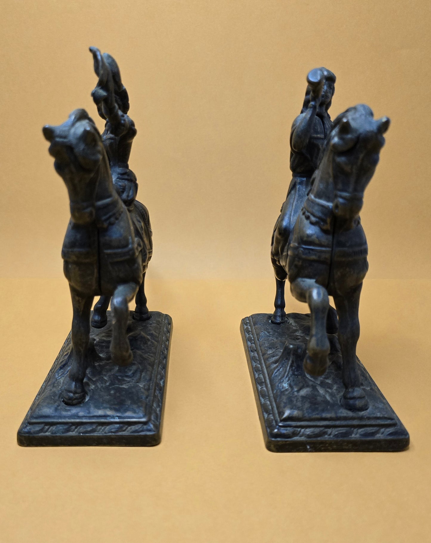 Set of 2 bronze horses with Jacoba van Beieren bookends