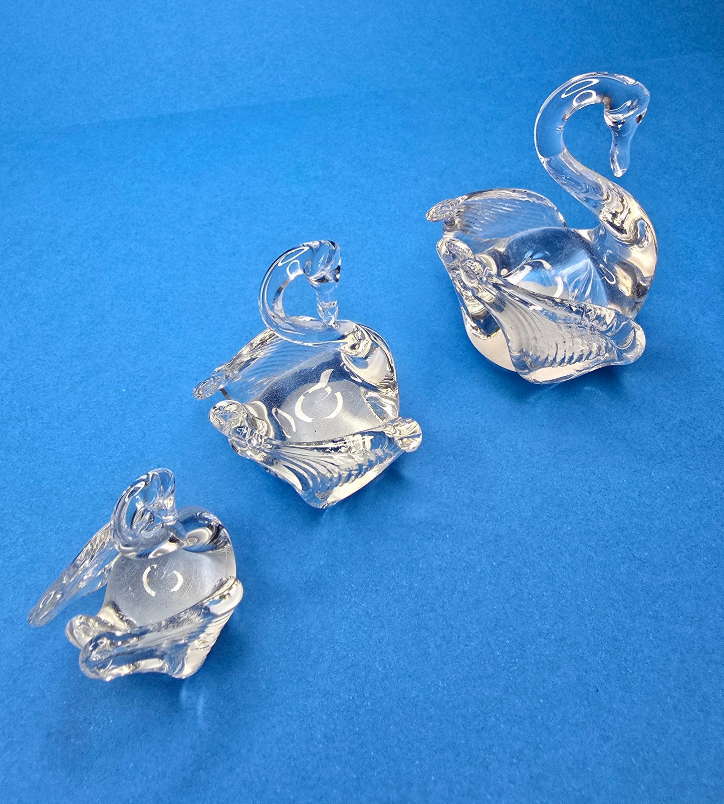 Set of 4 Murano crystal swans