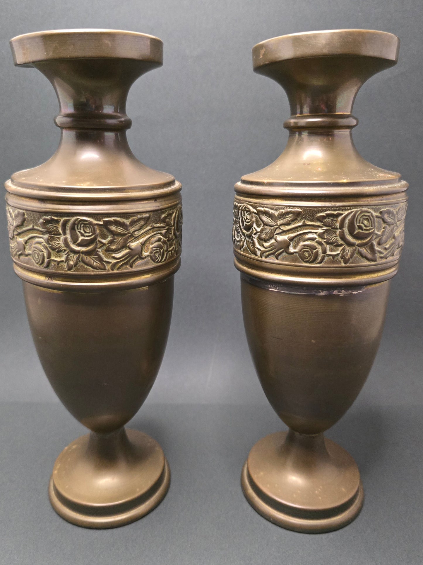 Antique Art Nouveau Copper Vase Set - Holland 1900