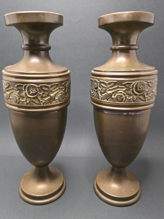 Antique Art Nouveau Copper Vase Set - Holland 1900
