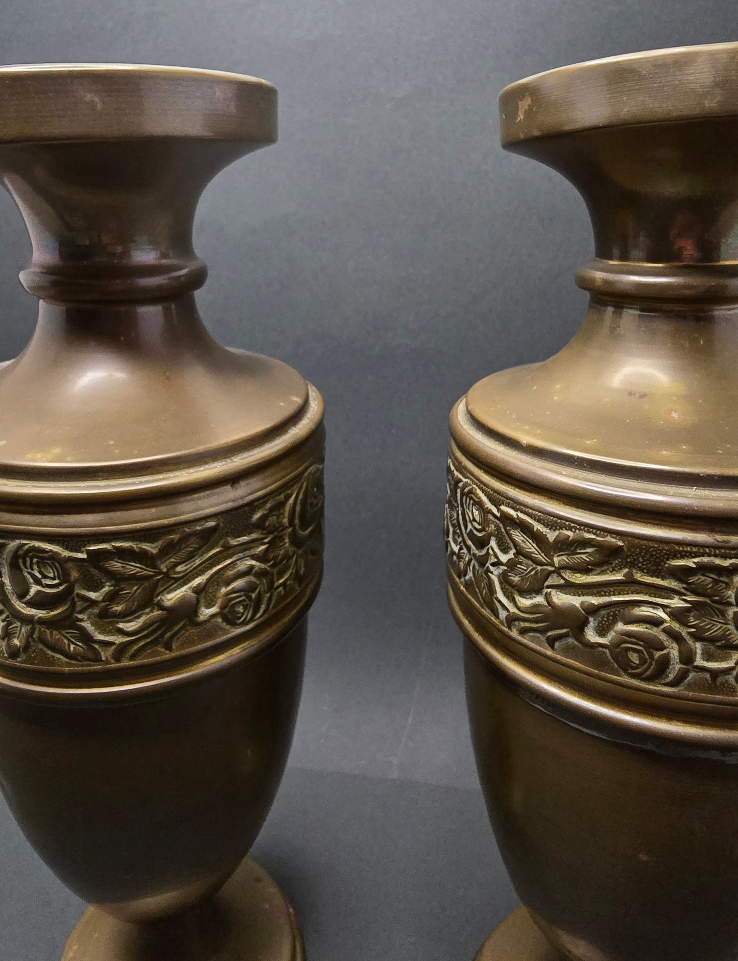 Antique Art Nouveau Copper Vase Set - Holland 1900