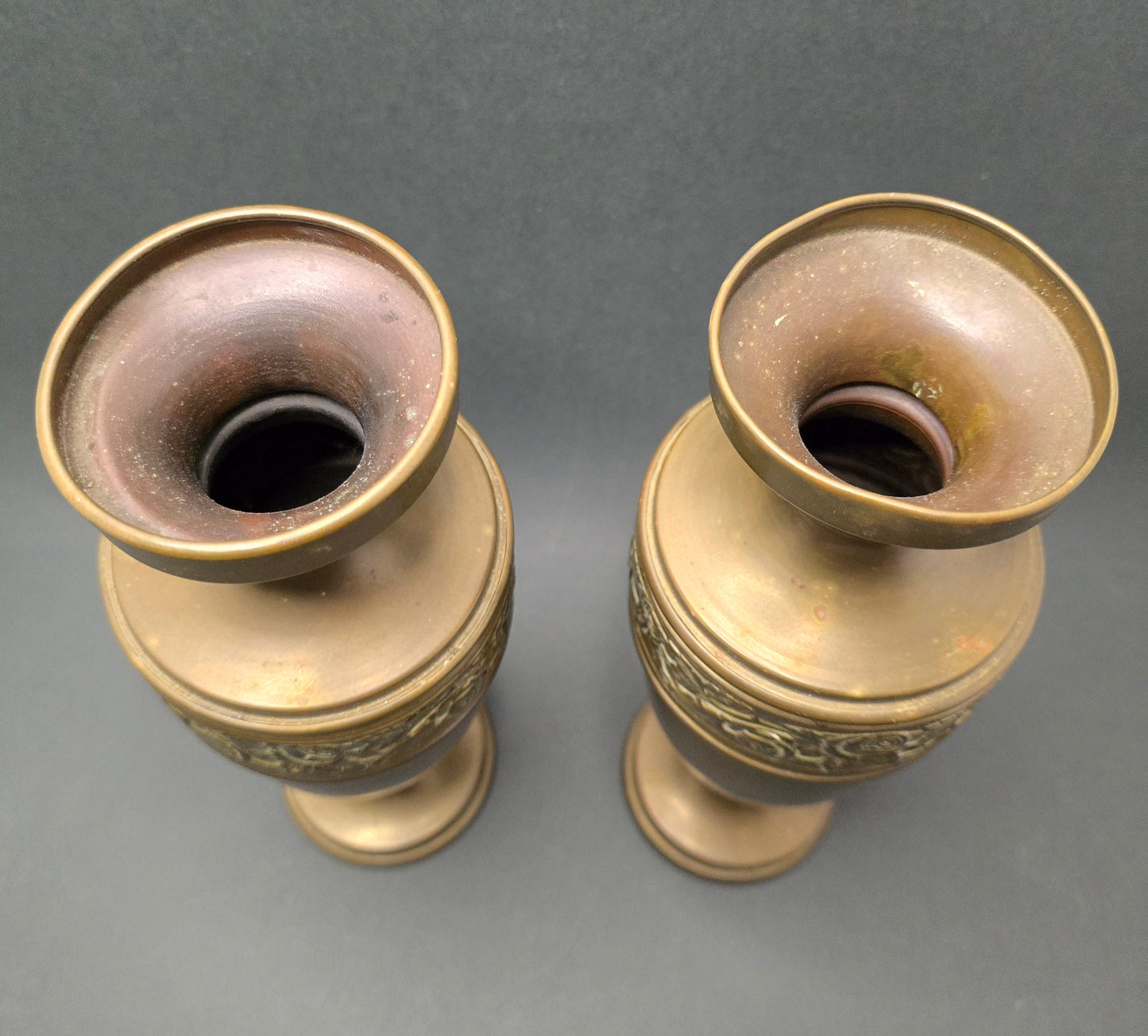 Antique Art Nouveau Copper Vase Set - Holland 1900